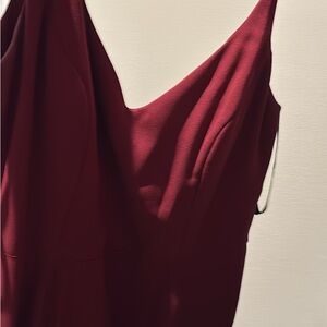Hayley Paige Occasions Wine-Red V-Neck Evening Dress